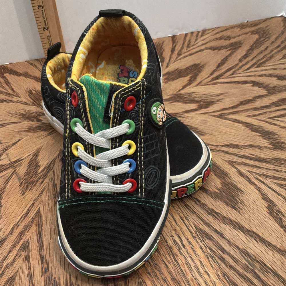 RARE Super Mario LUIGI Canvas Lace-Up Sneaker Shoes Unisex‎ Toddler 10